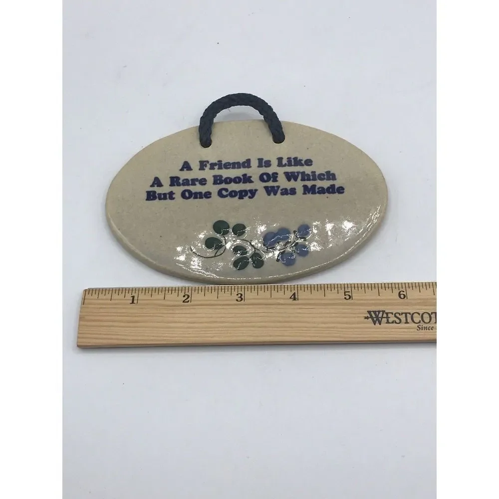 Mountain Meadows Pottery A Friend is like an old book‎ Plaque Made in USA